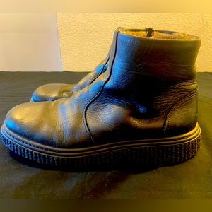 Reiker Men’s Black Leather Ankle Shearling lined Boots size 10.5 / 44